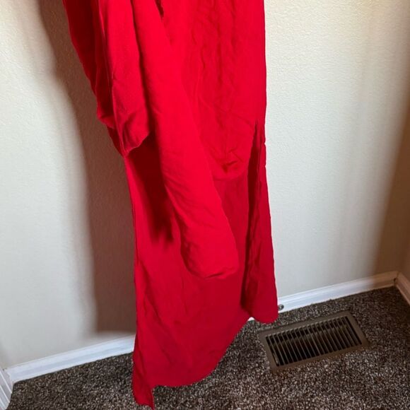 Anthropologie Cut Out Tie Front Cover up Maxi Dress Sz XL in Red - Picture 5 of 7